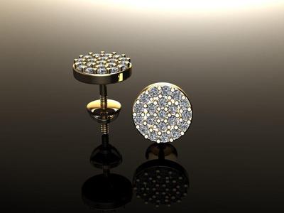 Round Stud Cluster Diamond Earring