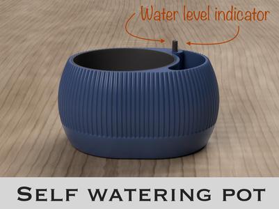 Self watering plant pot with water level indicator