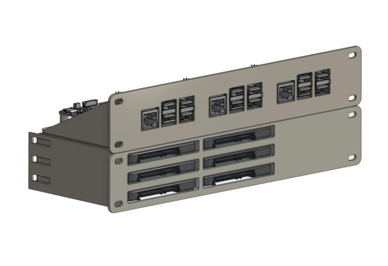 10" Rack 1U for 3 Raspberry Pi 5 and 6 2.5" SSDs