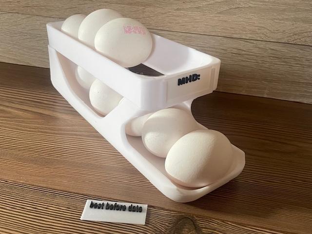 Egg holder-Egg stand with changeable label MHD/BBD