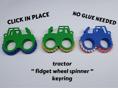 TRACTOR FIDGET SPINNER CLICK IN PLACE KEYRING