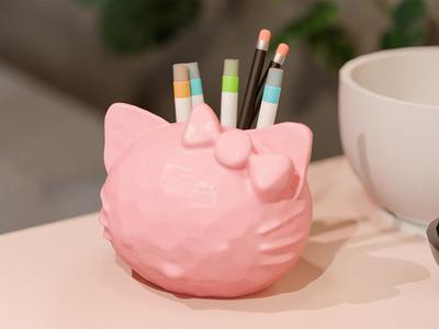 hello kitty Stone/clay surface texture storage