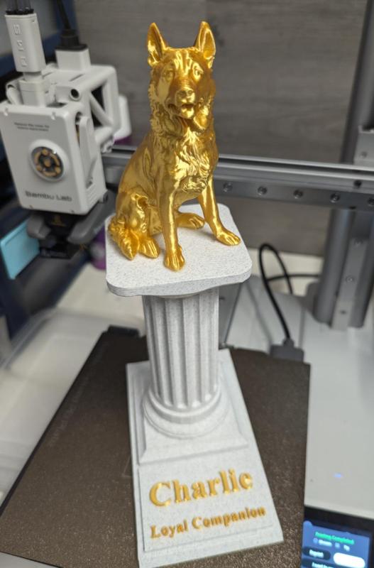 German Shepherd Statue on Podium