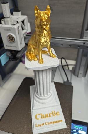 German Shepherd Statue on Podium