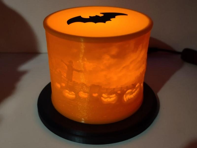 Lithophane Halloween LED Base, Cover, and modified Bat