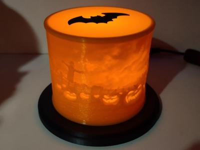 Lithophane Halloween LED Base, Cover, and modified Bat