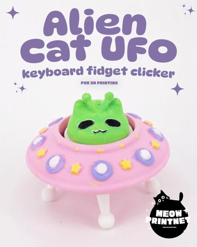  Alien Cat UFO Keyboard Fidget Clicker 