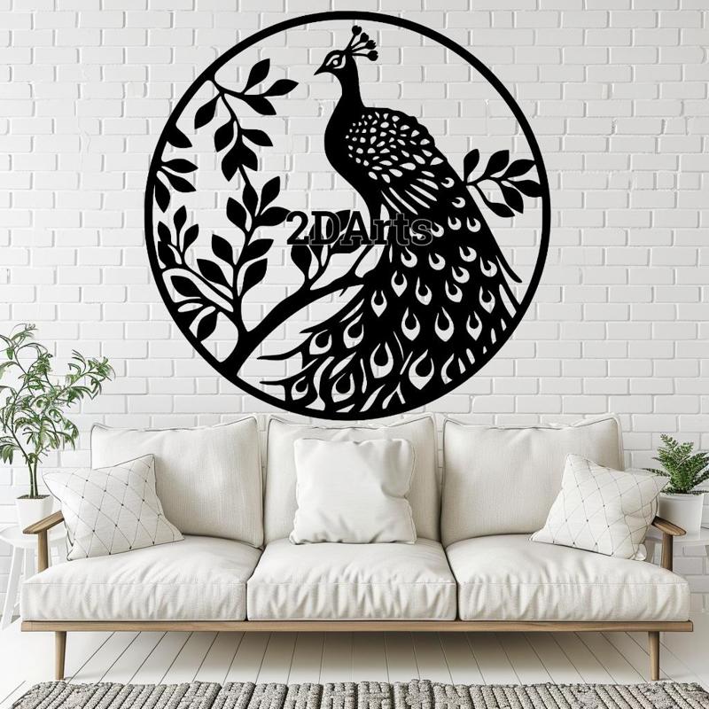 Peacock 2D Wall Art/Window Art - Digital STL & SVG Files for 3D Printing and Laser Cutting