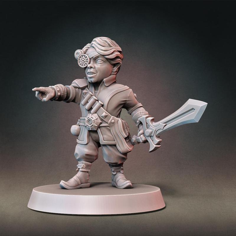 Gnome Artificer Type A with Modular Hands And Weapons (Presupported)