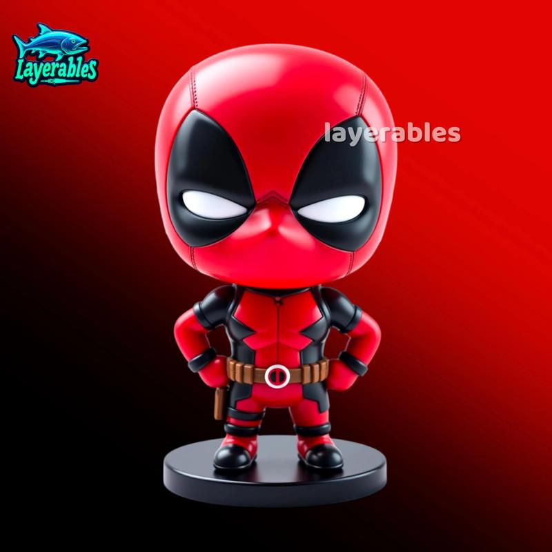 Deadpool STL File – Chibi Deadpool 3D Print Model – Funny Superhero Figurine for Display or Gift