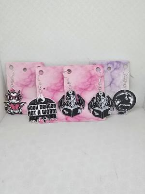 Book Dragon Earrings   