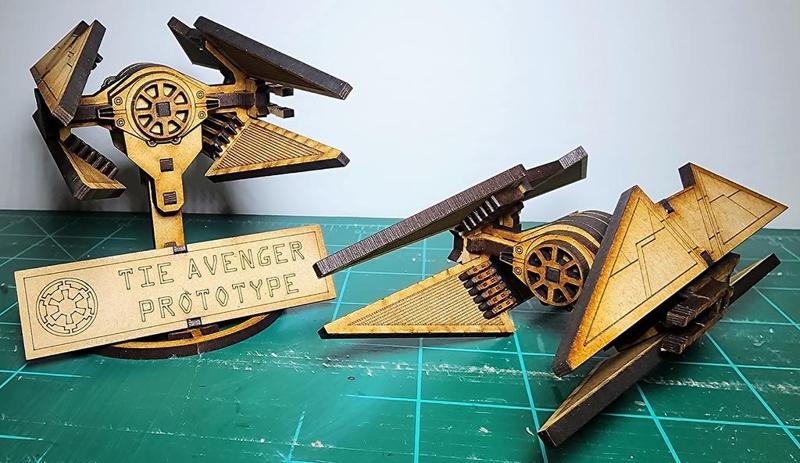 Star Wars Small Laser Cut Tie Avenger Prototype from Andor - With Stand