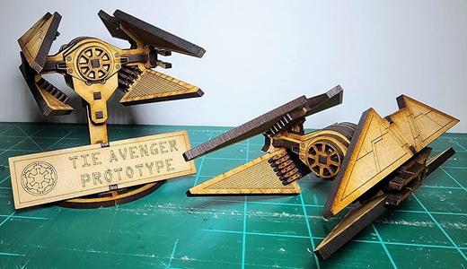 Star Wars Small Laser Cut Tie Avenger Prototype from Andor - With Stand
