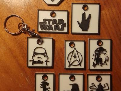 Starwars/trek, doctor who, superman alien keychain