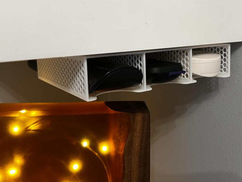 Shelf/holder/drawer for remotes with hexagon walls