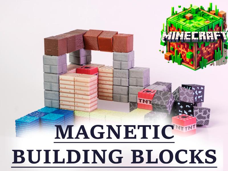 Small Magnetic Minecraft themed blocks