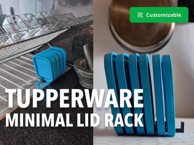 Minimal Tupperware lid rack for drying and storage
