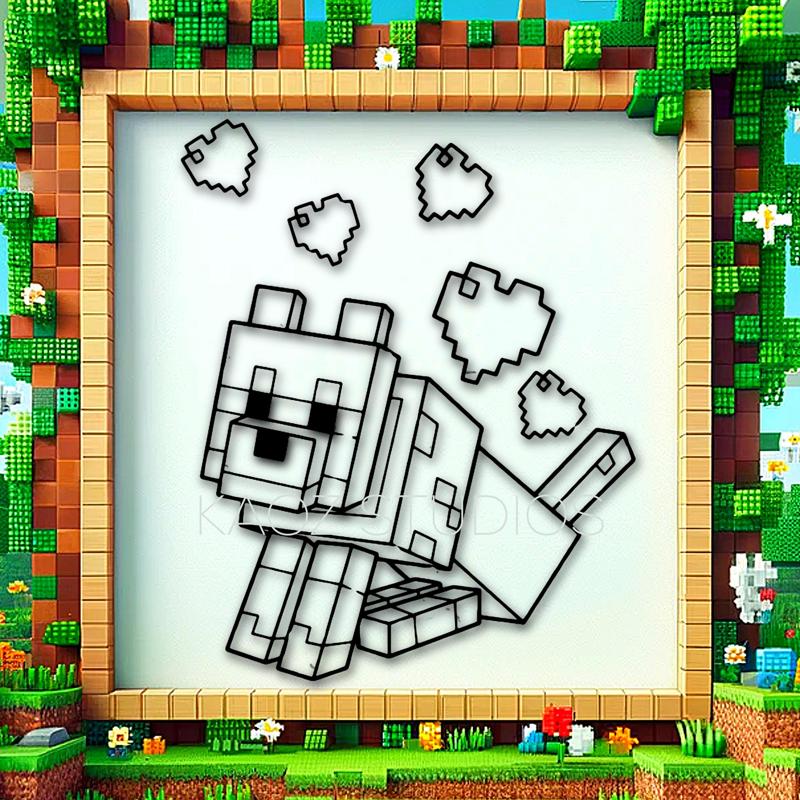 minecraft dog wall art minecraft wolf wall decor gaming decoration