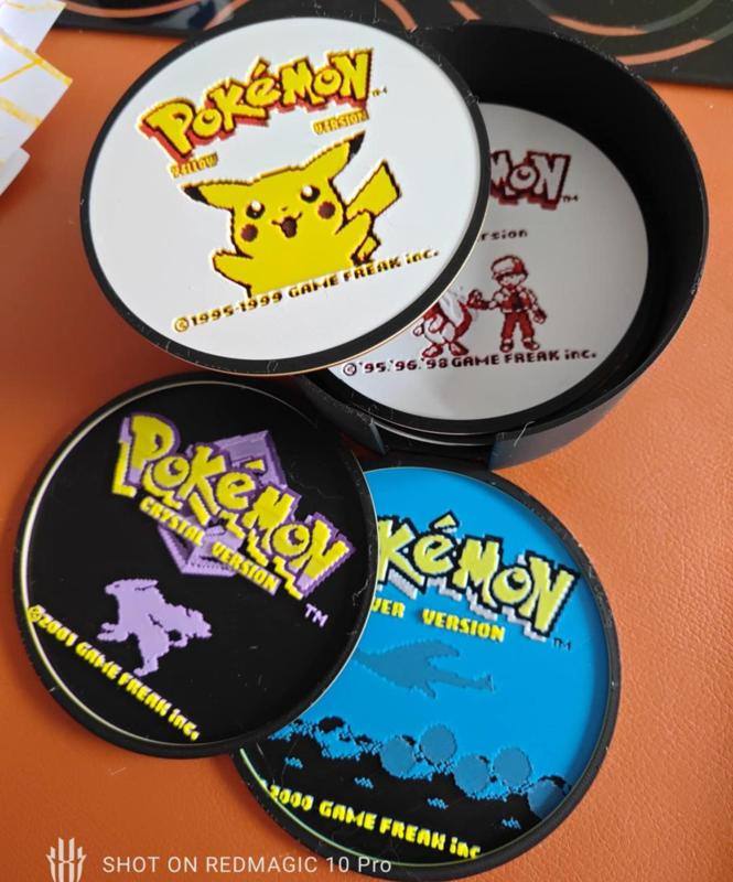 Pokemon GB coasters + holder