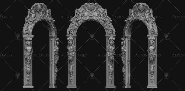 Ornate elaborate door arch fits my Folly 3D print model