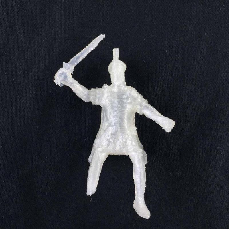 soldier bent sword above head