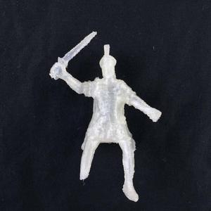 soldier bent sword above head