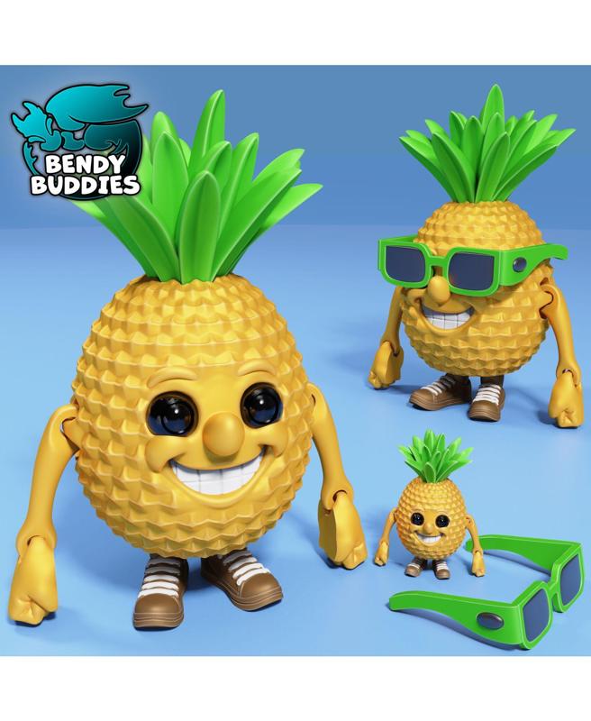 Groovy Sunny Pineapple / Articulated Ananas Creature / Print-in-Place Fruit / Cute Tropical Plant