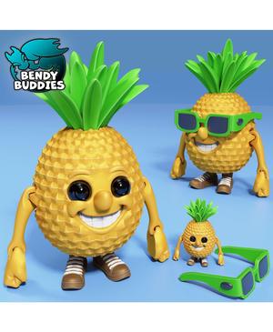 Groovy Sunny Pineapple / Articulated Ananas Creature / Print-in-Place Fruit / Cute Tropical Plant