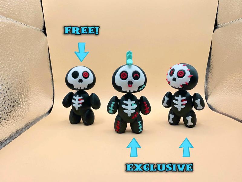 Articulated Voodoo Doll Bones and Skulls Flexi