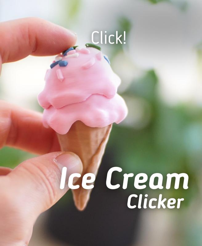 Ludo Ice Cream Clicker - 3d printed Fidget ice cream cone