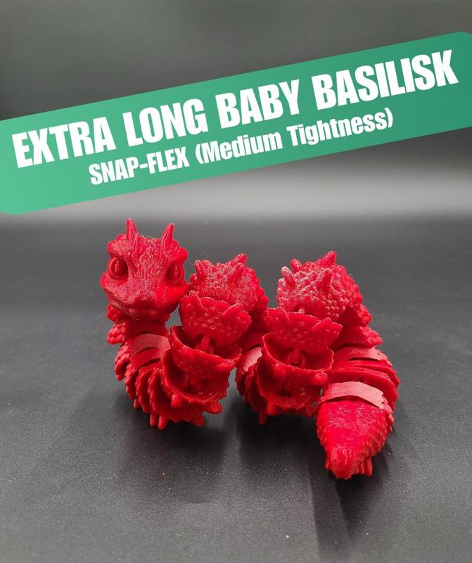 Baby Basilisk (Extra Long) - Articulated Snap-Flex Fidget (Medium Tightness Joints)