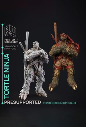 Tortle Ninja - Ninja -  PRESUPPORTED - Illustrated and Stats - 32mm scale