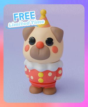 Pug Clown Keychain (Single Color)