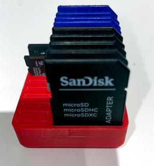 SD card storage for Gridfinity with Pin