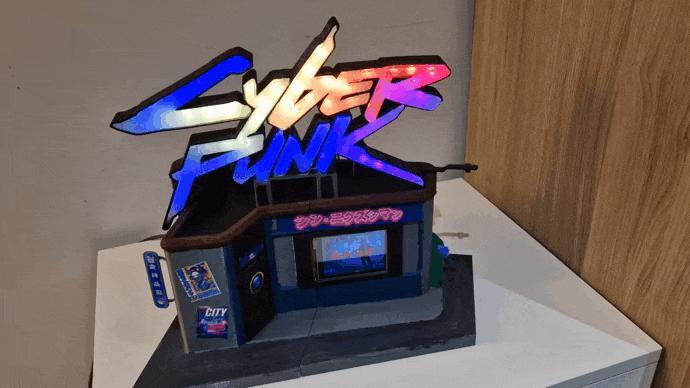 CyberPunk Store with Led, Clock and Temperature