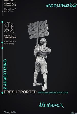 ombie Advertising - Undead NPC - PRESUPPORTED - Illustrated and Stats - 32mm scale
