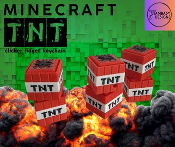 Minecraft TNT Clicker Fidget and Keychain