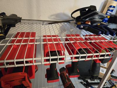 Power tool holder, Wire shelving click-on