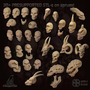 Skulls basing bits - Orc, Human, Cyclops, Bird, Demon