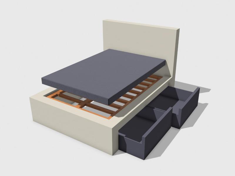 Miniature bed with drawers