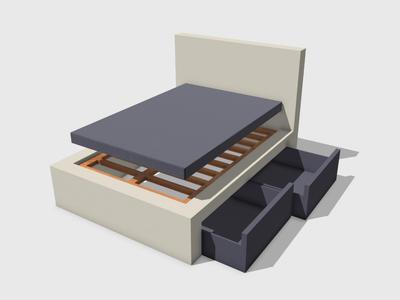 Miniature bed with drawers