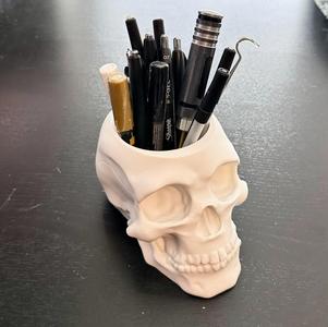 Large Gothic Skull Desk Organizer - Pen Holder