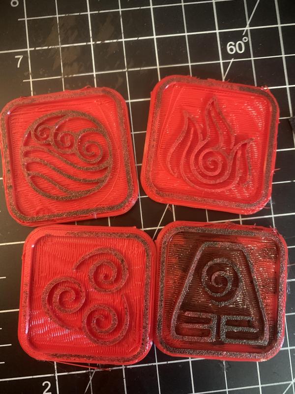 Avatar The Last Air Bender Element Symbols and White Lotus Stamps
