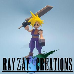 Cloud Strife from Final Fantasy VII low poly Action figure