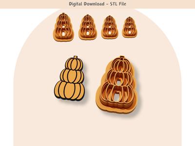 Triple Pumpkin Clay Cutter for Polymer Clay | Digital STL File | Clay Tools | 4 Sizes Halloween Clay