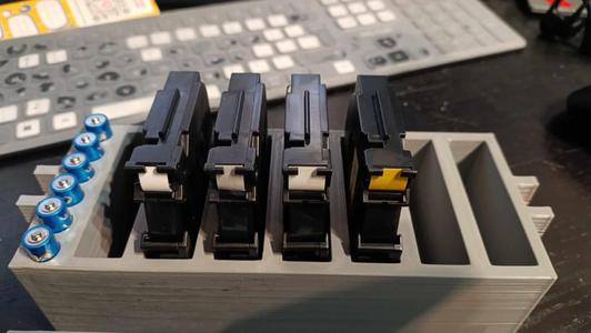 Compact Case for Label Maker Cartridges (7 Slots) and 6 AAA Batteries