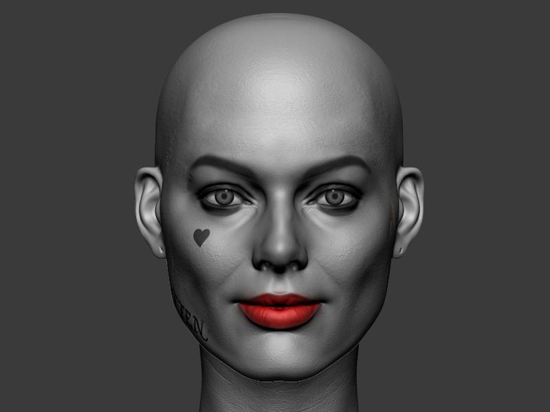 Harley Quinn 3D printable bold head