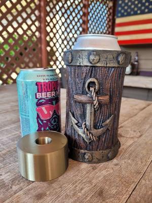 Nautical Wood Beer Can Koozie - Holds Tallboy and 12 ounce
