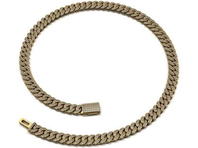 CUBAN LINK CHAIN 1 ROWS DIAMOND BRACELET NECKLACE 6 MM