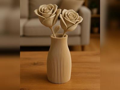 Elegant Rose with Textured Vase Flower